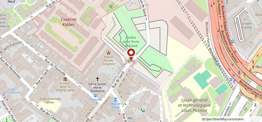 Emplacement de la porte de Gand sur la carte. Fond de carte : © contributeurs OpenStreetMap.