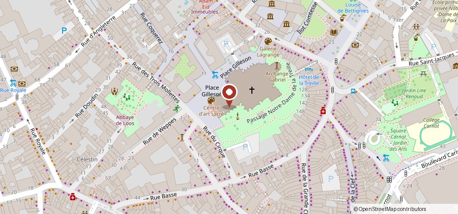 Emplacement de la cathédrale de la Treille sur la carte. Fond de carte : © contributeurs OpenStreetMap.